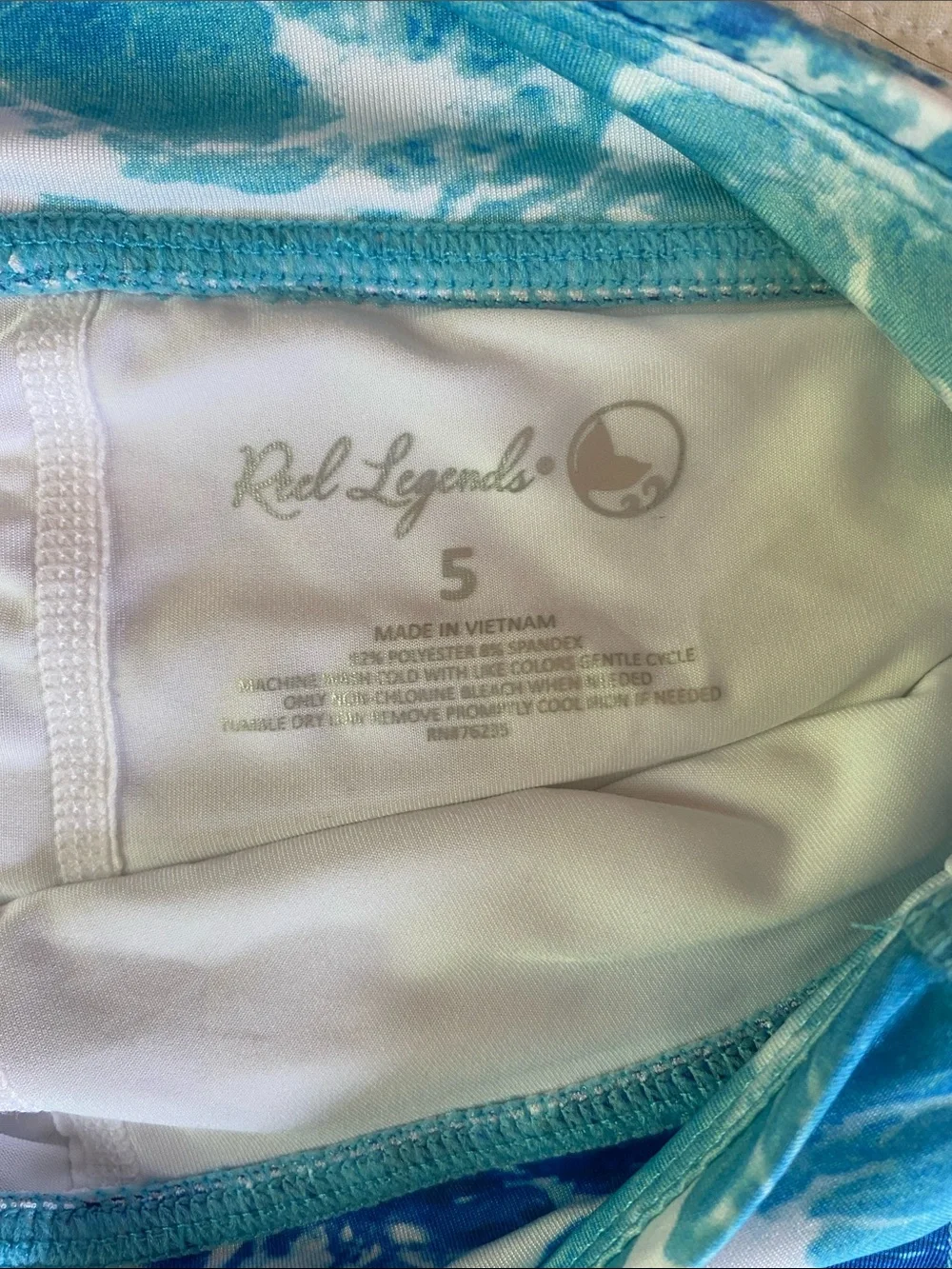 Reel Legends Girls Blue White Ocean Print Swim Skort